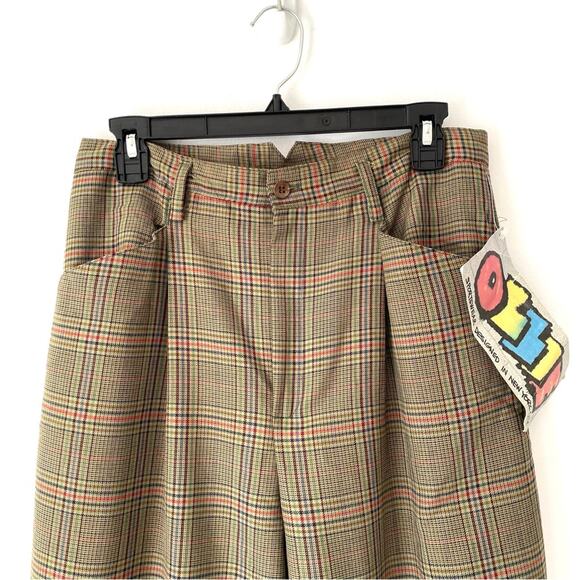 Vintage 1987 Ollie High Waist Olive Green Plaid Mom Pants NWTs Junior 11 Large - Picture 2 of 9